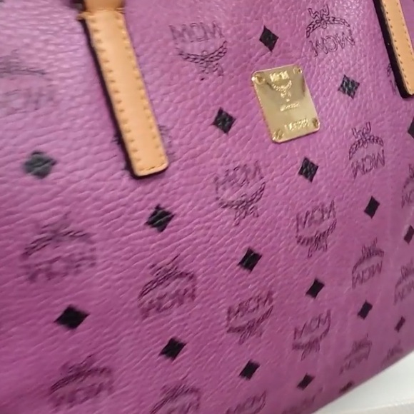 EUC! Only Used Once! Custom Made MCM Purple and Tan Monogram Tote Bag - Picture 3 of 16